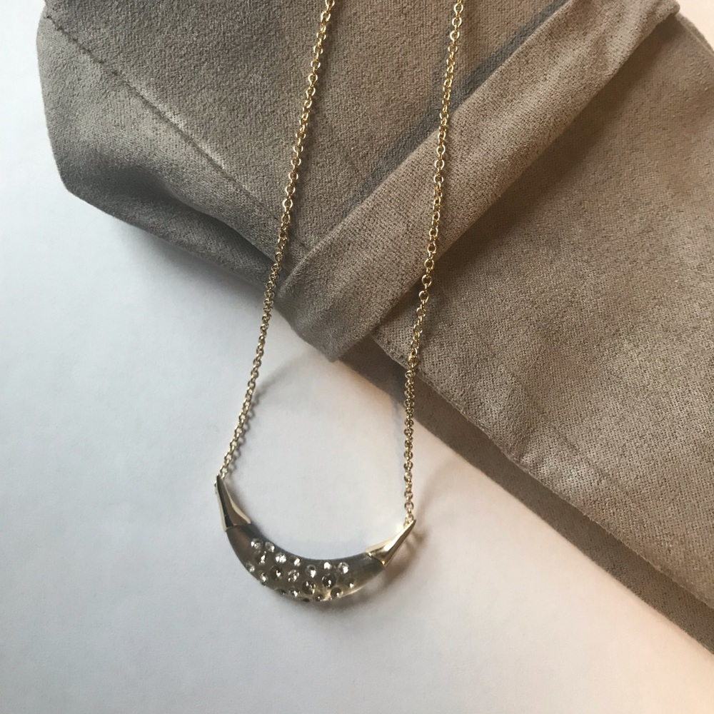 Alexis Bittar, encrusted crescent lucite gold necklace